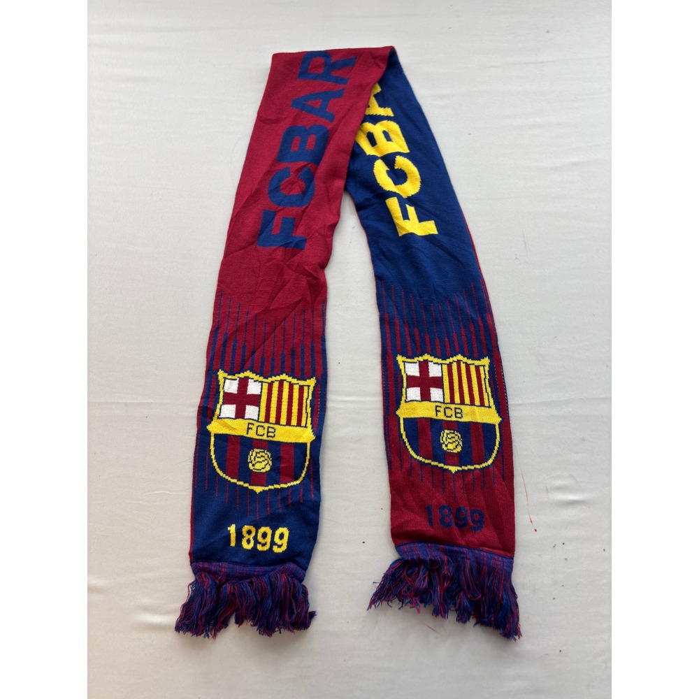 FC Barcelona Soccer Scarf Blaugrana Red Blue FCB 1899 Knit Fringed Fan Scarf